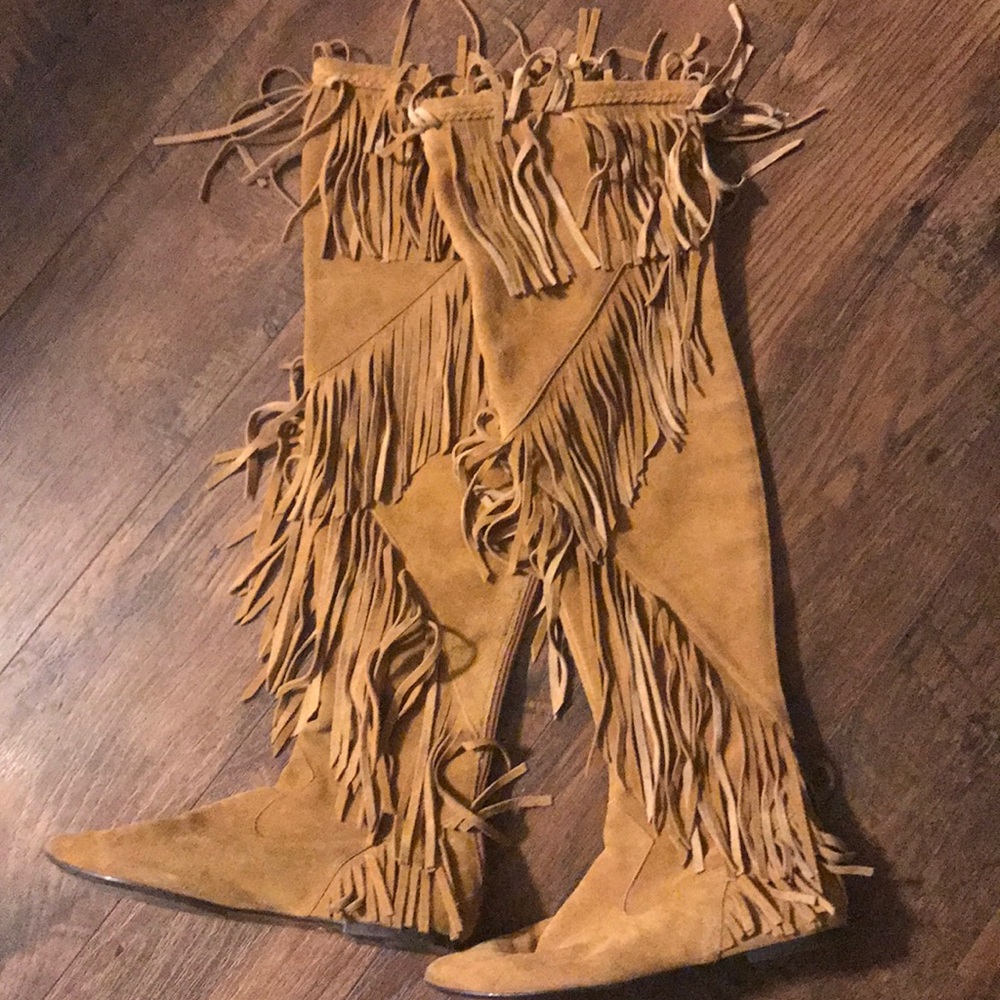Sam Edelman Camel Suede Fringe boots